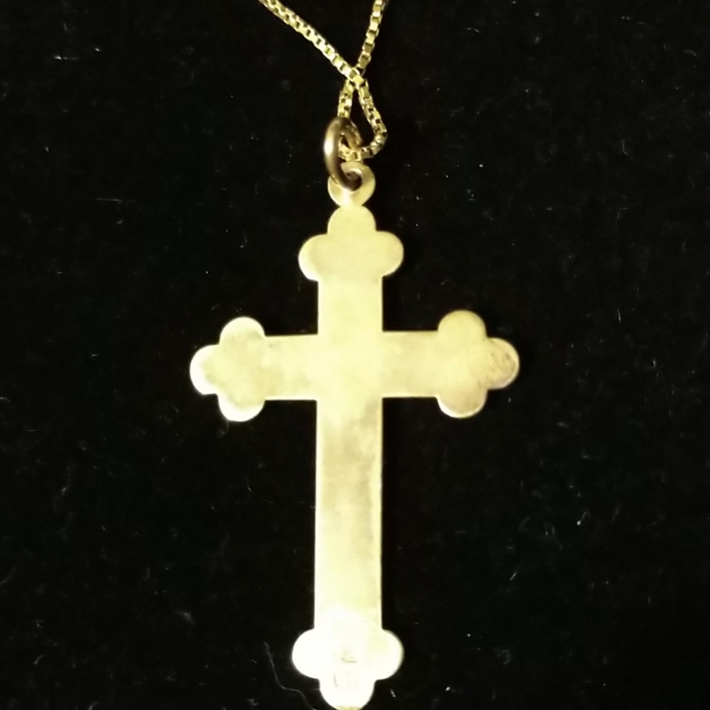 ANTIQUE Hallmarked Old Gold Trefoil Cross 19thC Arts&Crafts Movement - Picture 3 of 11